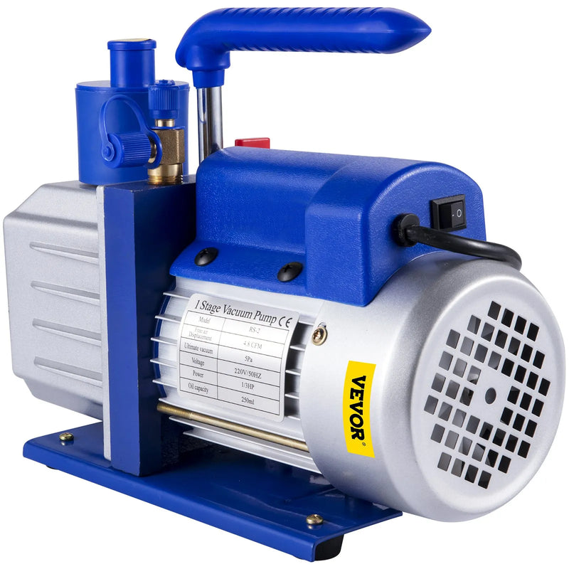 VEVOR vakuumsūkņa komplekts HVAC sistēmām, vienpakāpes AC vakuumsūknis 283 l/min, jauda 0,25 kW, A/C kolektora manometru komplekts ar 3 vārstiem gaisa kondicionēšanas iekārtām