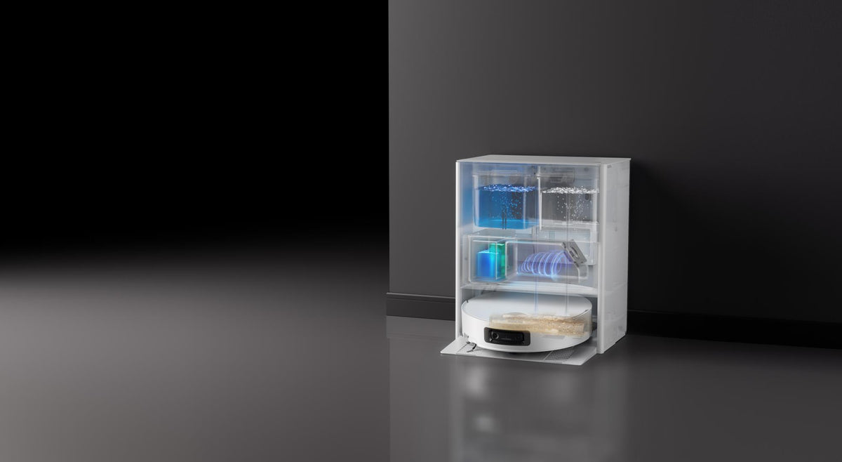 Dreame Aqua10 Ultra Track Complete robotpuhasti, 25 000 Pa, kuiv- ja märgpuhastus, TrackSync, LiDAR, AI-põhine takistuste tuvastamine, automaatne laadimisjaam, 6400 mAh, valge