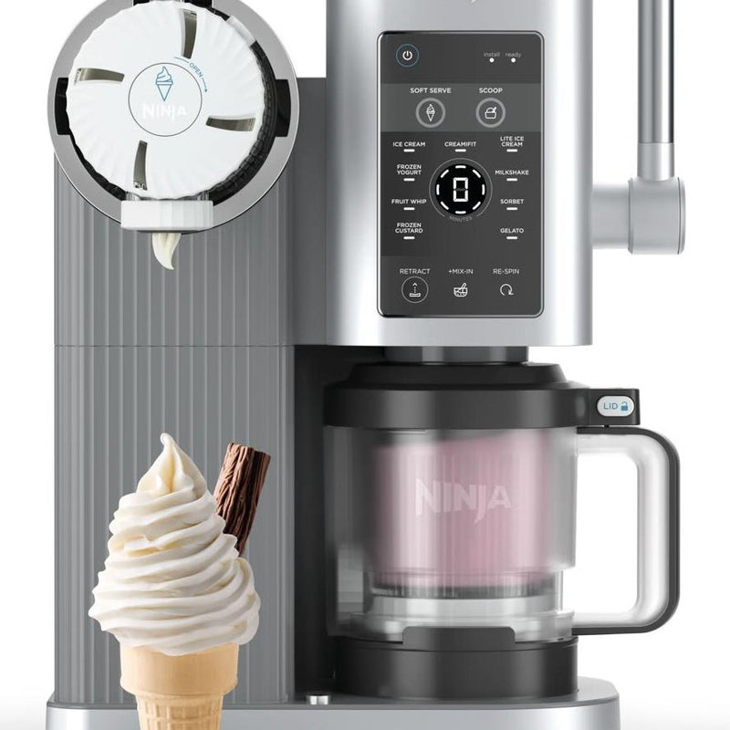 Ninja CREAMi Swirl NC701EU, 800 W, 13-in-1 saldējuma un mīkstā saldējuma aparāts, 2 × 480 ml tvertnes, Soft Serve, Gelato, Sorbet, Frozen Yogurt, Milkshake un Mix-In