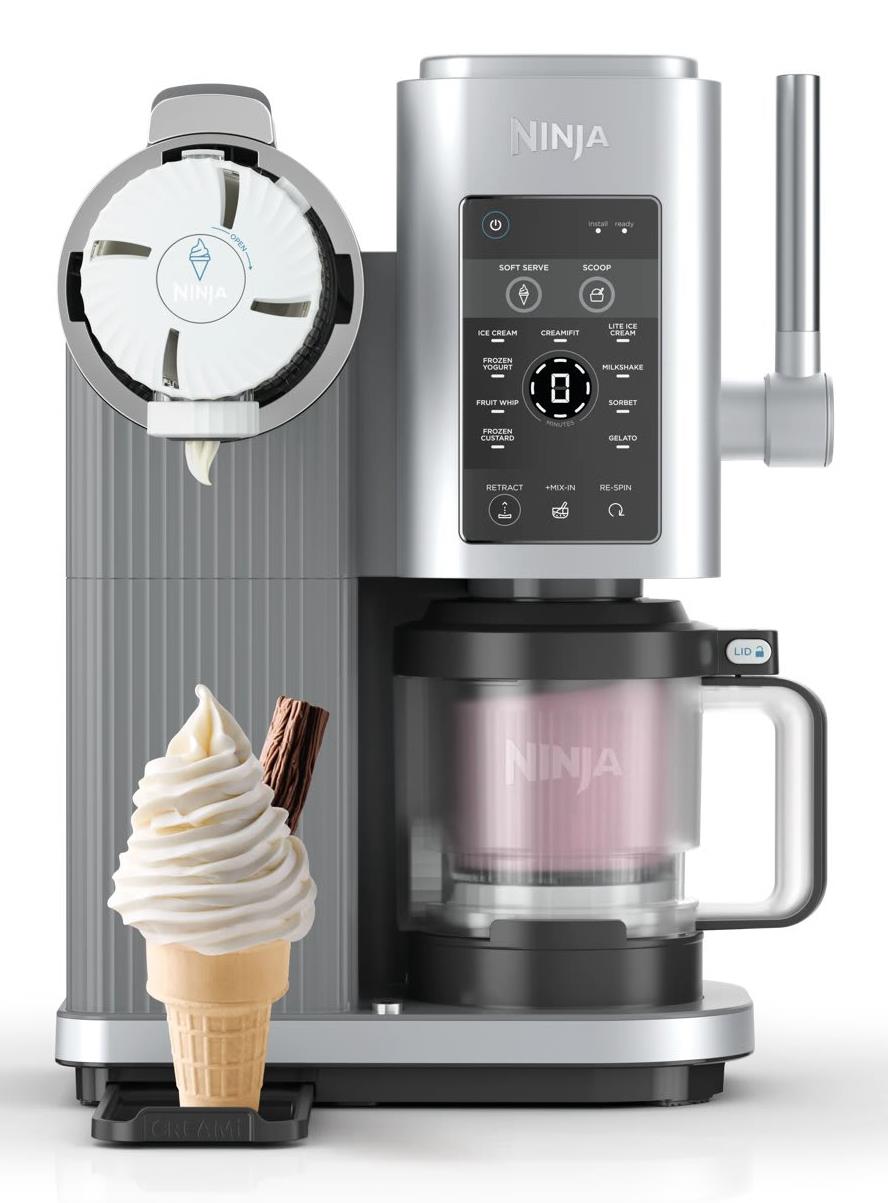 Ninja CREAMi Swirl NC701EU, 800 W, 13-in-1 ice cream and soft serve machine, 2 × 480 ml containers, Soft Serve, Gelato, Sorbet, Frozen Yogurt, Milkshake and Mix-In