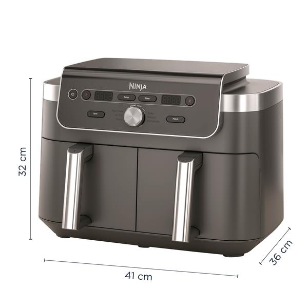 Ninja DualZone XL DZ901EU, 2470 W, 9,5 l karstā gaisa friteris ar 2 neatkarīgām 4,75 l zonām, 6 gatavošanas programmām, Sync funkciju, 40–240 °C un nepiedegošu PFAS nesaturošu pārklājumu