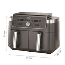 Ninja DualZone XL DZ901EU, 2470 W, 9,5 l karstā gaisa friteris ar 2 neatkarīgām 4,75 l zonām, 6 gatavošanas programmām, Sync funkciju, 40–240 °C un nepiedegošu PFAS nesaturošu pārklājumu