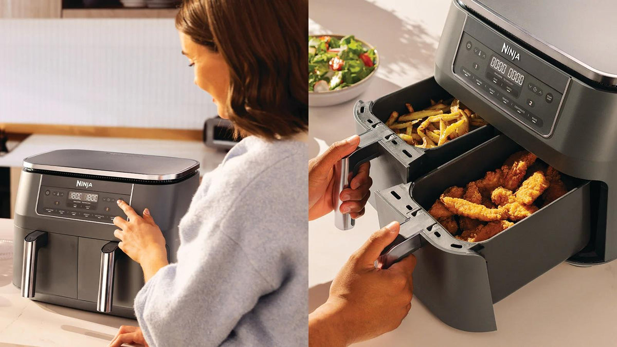 Ninja Dual Zone DZ300EU, 2470 W, 7.6 l hot air fryer with 2 independent 3.8 l zones, 6 cooking functions, SYNC and MATCH modes
