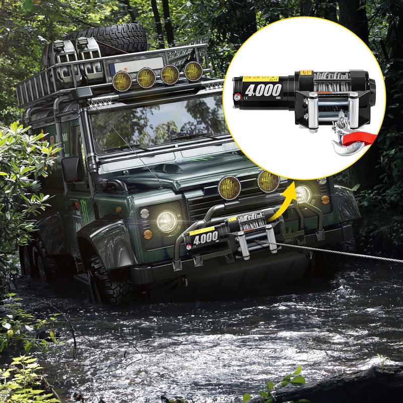 VEVOR 12 V elektriskā vinča, 1814 kg vilkšanas jauda, ar bezvadu tālvadības pulti un 10 m (32,8 ft) izturīgu tērauda trosi