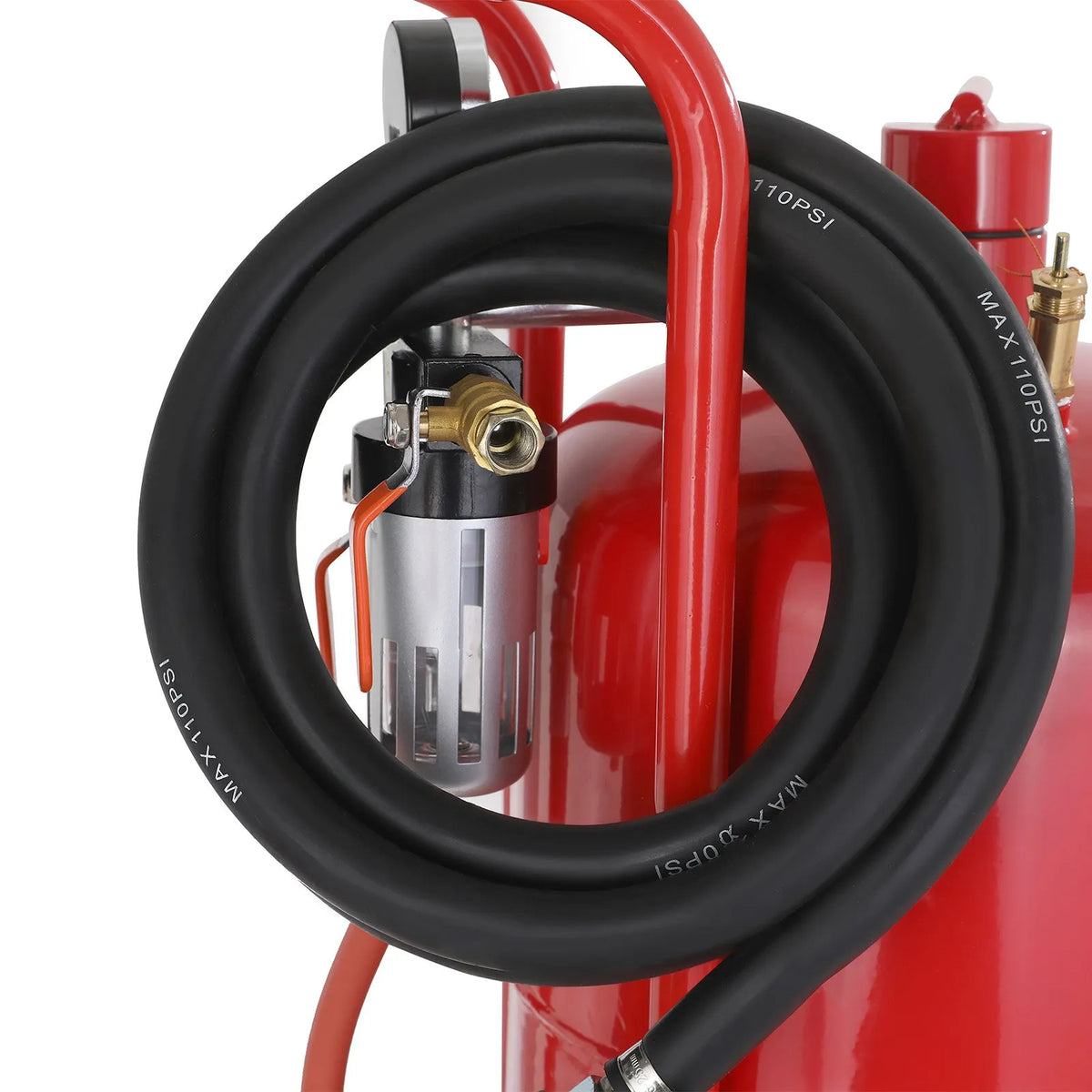 VEVOR 40 L mobilais smilšu strūklas aparāts ar spiediena manometru, sprauslas slēgvārstu, keramisko sprauslu, 2,5 m šļūteni, uzpildes piltuvi, ūdens separatoru un 150 mm gumijas riteņiem - ZEMLETES.LV