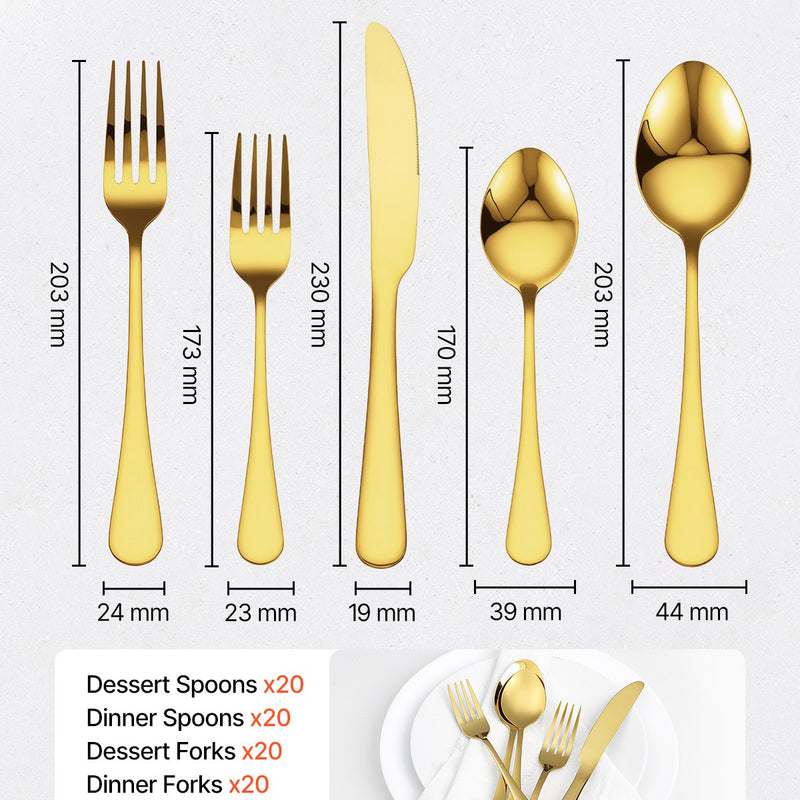 VEVOR 100 gab. galda piederumu komplekts - nerūsējošais tērauds, paredzēts 20 personām