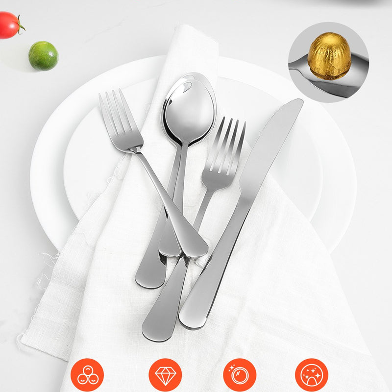 VEVOR 30 daļīgs galda piederumu komplekts, nerūsējošā tērauda galda piederumi 6 personām