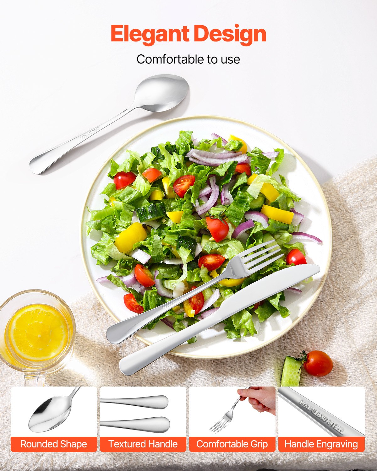 VEVOR 30-Piece Cutlery Set for 6 People, Stainless Steel