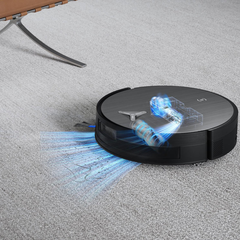 ECOVACS DEEBOT X11 PRO OMNI, melns robotizēts putekļsūcējs ar mitro un sauso uzkopšanu, 19 500 Pa, OZMO ROLLER 2.0, dToF LiDAR, AIVI 3D, 6400 mAh un automātisku mopu mazgāšanu