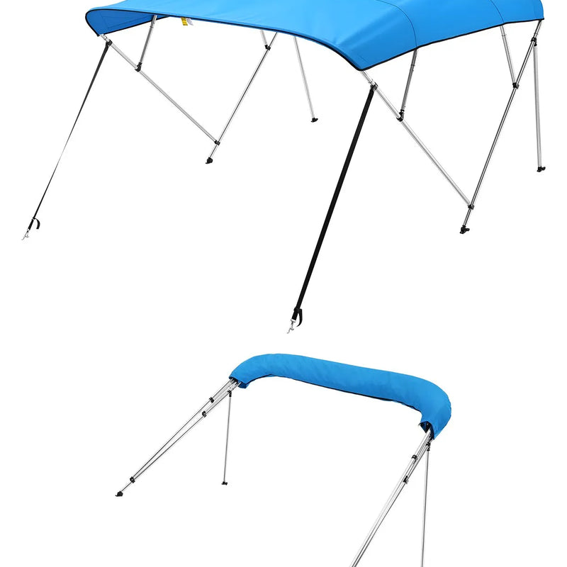 4 stieņu laivas bimini jumts 244 × (185–198) × 137 cm, okeāna zils