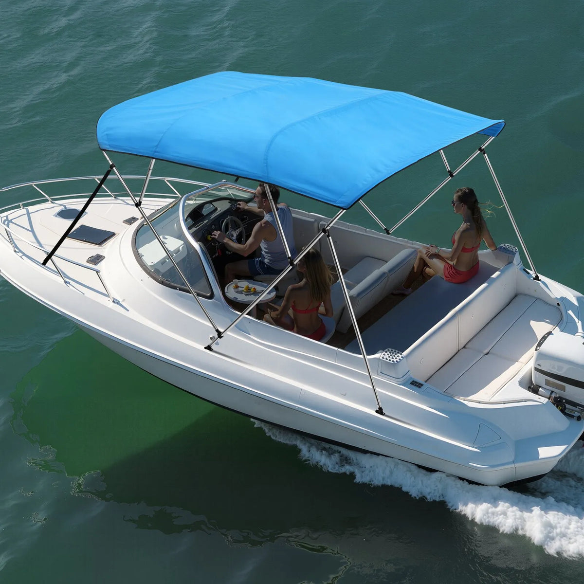 4 Bow Boat Bimini Top 244 × (185–198) × 137 cm, Ocean Blue