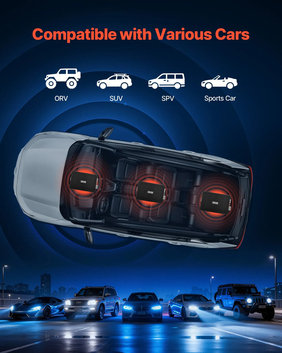VEVOR automašīnas audio pastiprinātājs, 4 kanālu tiltojams auto pastiprinātājs, daudzkanālu Class AB stereo pastiprinātājs ar maksimālo jaudu 4 × 200 W pie 4 Ω / 4 × 400 W pie 2 Ω, augstas jaudas pastiprinātājs SUV, pikapiem un bezceļu transportlīdzekļiem - ZEMLETES.LV