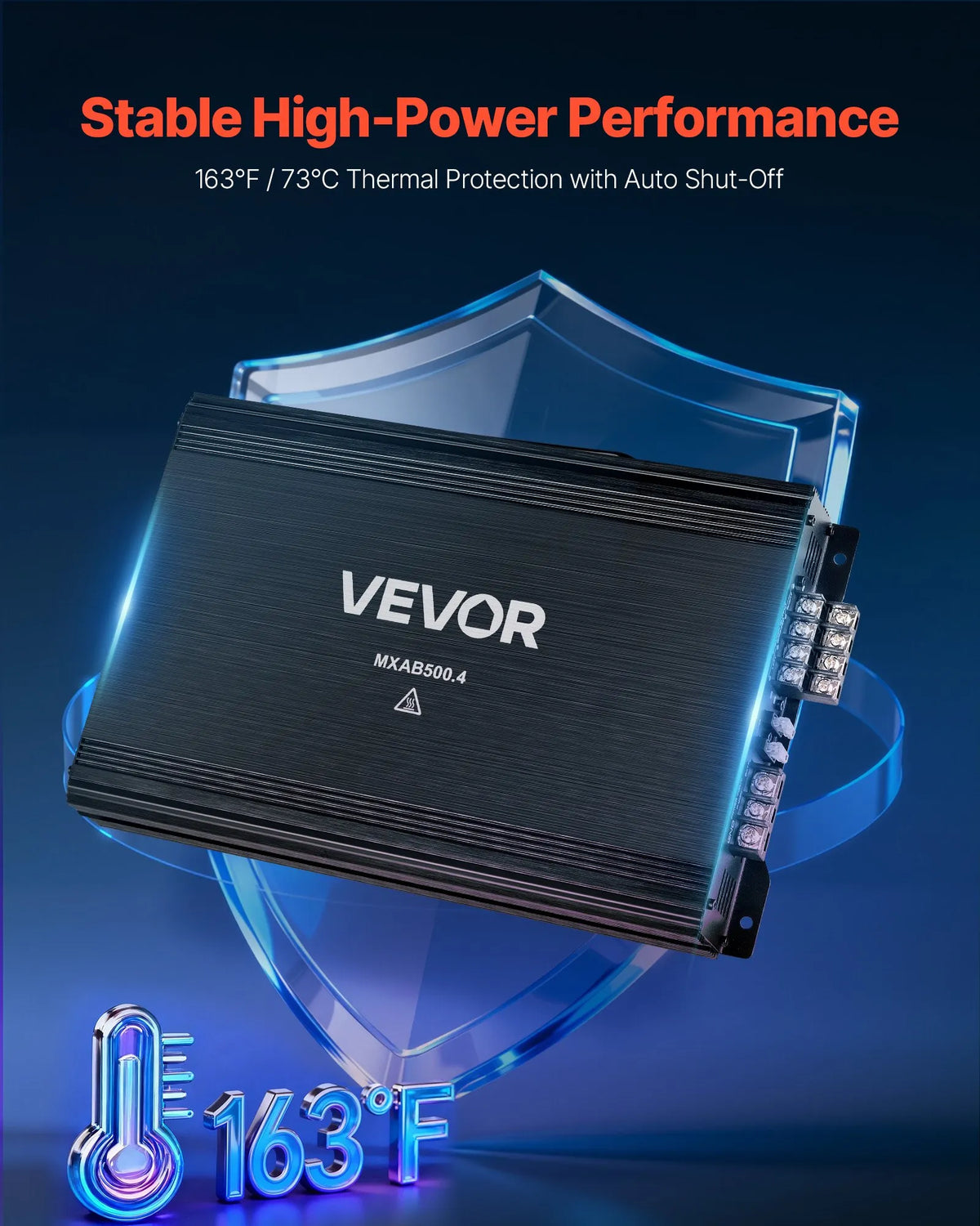 VEVOR automašīnas audio pastiprinātājs, 4 kanālu tiltojams auto pastiprinātājs, daudzkanālu Class AB stereo pastiprinātājs ar maksimālo jaudu 4 × 250 W pie 4 Ω / 4 × 500 W pie 2 Ω, augstas jaudas pastiprinātājs SUV, pikapiem un bezceļu transportlīdzekļiem - ZEMLETES.LV