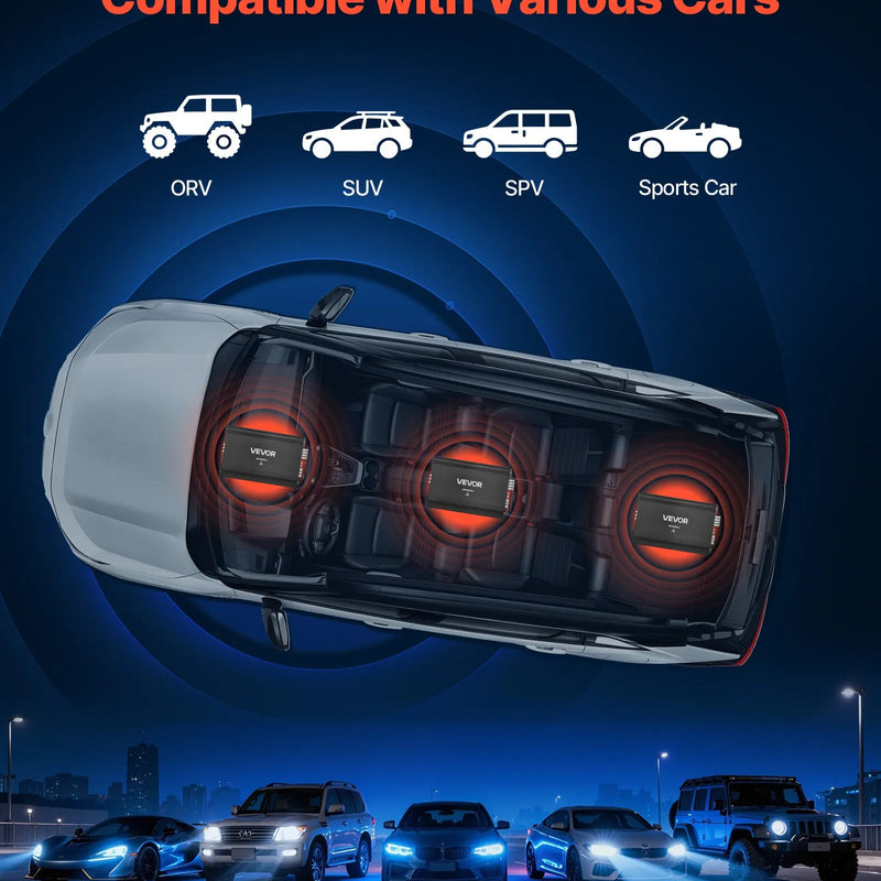 VEVOR automašīnas audio pastiprinātājs, 4 kanālu tiltojams auto pastiprinātājs, daudzkanālu Class AB stereo pastiprinātājs ar maksimālo jaudu 4 × 250 W pie 4 Ω / 4 × 500 W pie 2 Ω, augstas jaudas pastiprinātājs SUV, pikapiem un bezceļu transportlīdzekļiem - ZEMLETES.LV