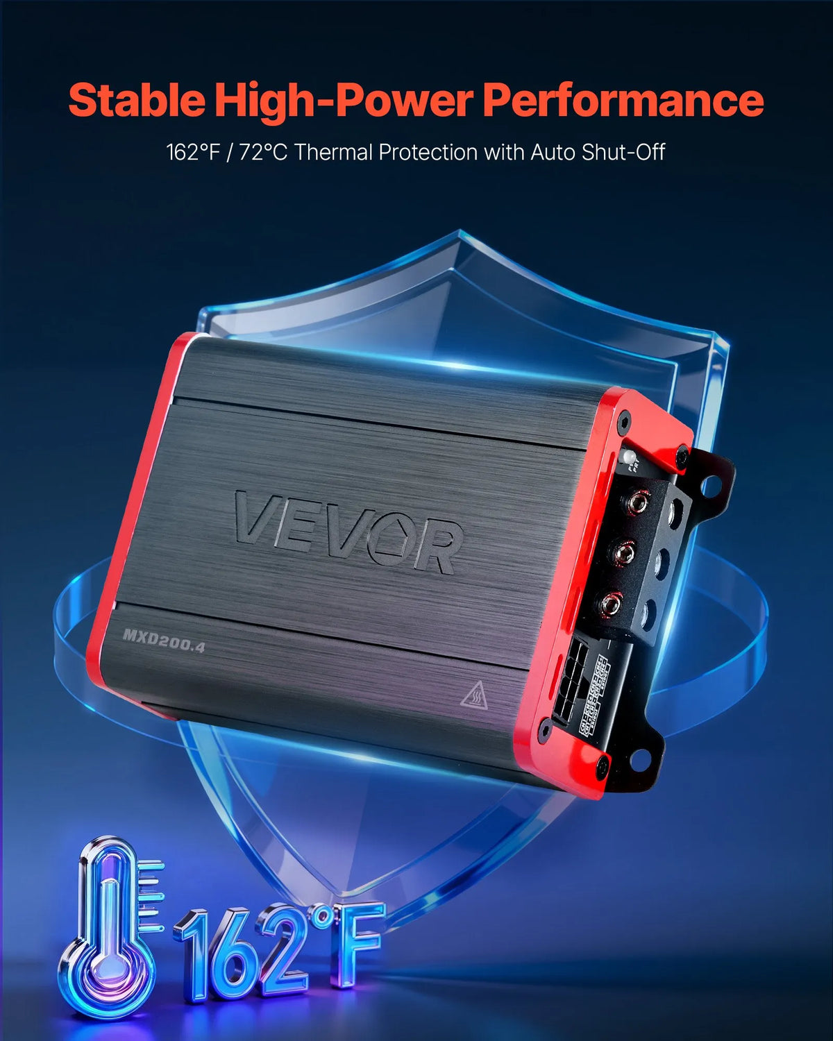 VEVOR automašīnas audio pastiprinātājs, 4 kanālu tiltojams auto pastiprinātājs, daudzkanālu Class D stereo pastiprinātājs ar maksimālo jaudu 4 × 120 W pie 4 Ω / 4 × 200 W pie 2 Ω, augstas jaudas pastiprinātājs SUV, pikapiem un bezceļu transportlīdzekļiem - ZEMLETES.LV