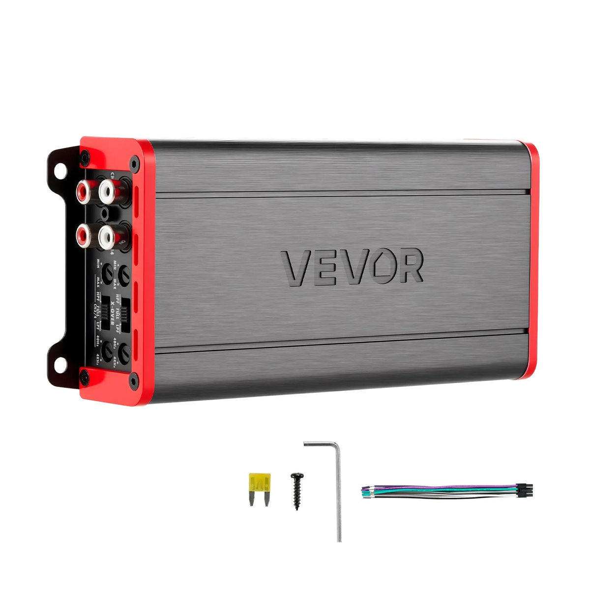 VEVOR automašīnas audio pastiprinātājs, 4 kanālu tiltojams auto pastiprinātājs, daudzkanālu Class D stereo pastiprinātājs ar maksimālo jaudu 4 × 272 W pie 4 Ω / 4 × 400 W pie 2 Ω, augstas jaudas pastiprinātājs SUV, pikapiem un bezceļu transportlīdzekļiem - ZEMLETES.LV