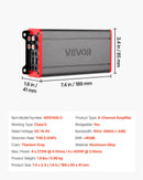 VEVOR automašīnas audio pastiprinātājs, 4 kanālu tiltojams auto pastiprinātājs, daudzkanālu Class D stereo pastiprinātājs ar maksimālo jaudu 4 × 272 W pie 4 Ω / 4 × 400 W pie 2 Ω, augstas jaudas pastiprinātājs SUV, pikapiem un bezceļu transportlīdzekļiem - ZEMLETES.LV