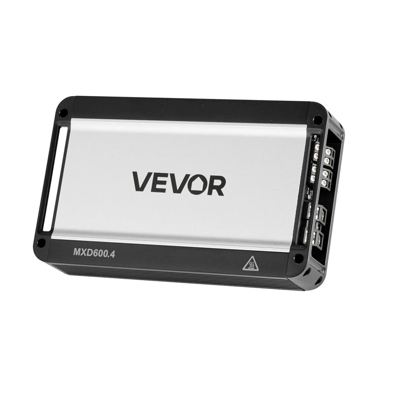 VEVOR 4 kanālu automašīnas audio pastiprinātājs, tiltojams daudzkanālu Class D stereo pastiprinātājs ar maksimālo jaudu 4 × 420 W pie 4 Ω / 4 × 600 W pie 2 Ω, augstas jaudas auto pastiprinātājs SUV, pikapiem un bezceļu transportlīdzekļiem - ZEMLETES.LV