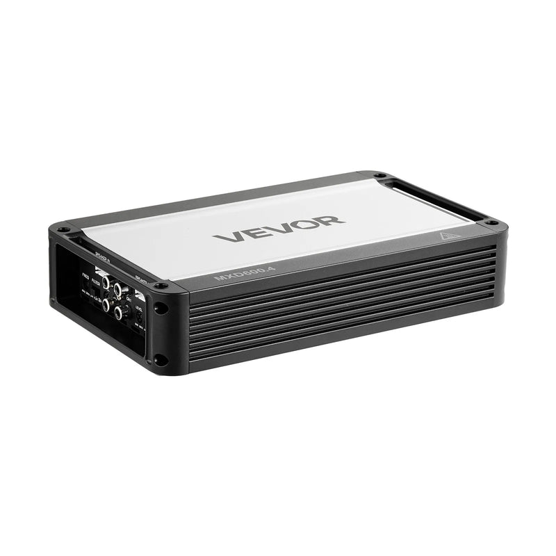 VEVOR 4 kanālu automašīnas audio pastiprinātājs, tiltojams daudzkanālu Class D stereo pastiprinātājs ar maksimālo jaudu 4 × 420 W pie 4 Ω / 4 × 600 W pie 2 Ω, augstas jaudas auto pastiprinātājs SUV, pikapiem un bezceļu transportlīdzekļiem - ZEMLETES.LV