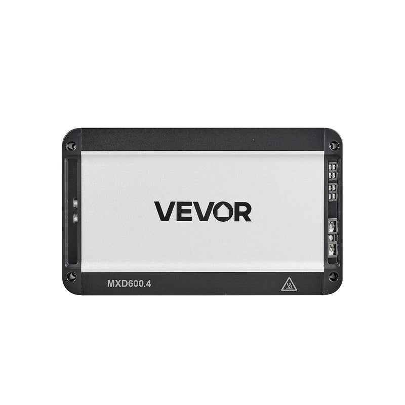VEVOR 4 kanālu automašīnas audio pastiprinātājs, tiltojams daudzkanālu Class D stereo pastiprinātājs ar maksimālo jaudu 4 × 420 W pie 4 Ω / 4 × 600 W pie 2 Ω, augstas jaudas auto pastiprinātājs SUV, pikapiem un bezceļu transportlīdzekļiem - ZEMLETES.LV