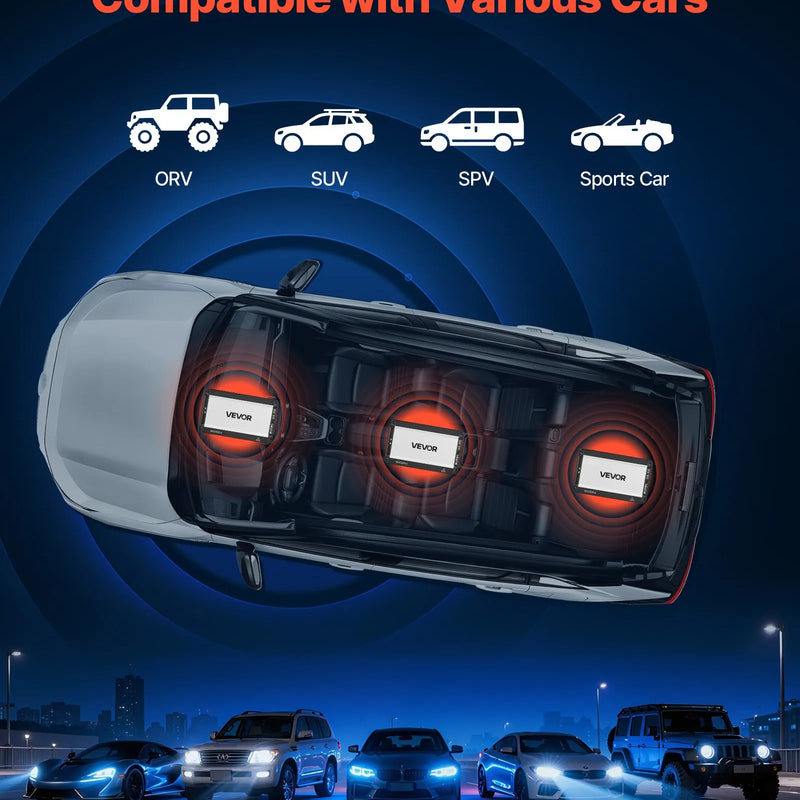 VEVOR 4 kanālu automašīnas audio pastiprinātājs, tiltojams daudzkanālu Class D stereo pastiprinātājs ar maksimālo jaudu 4 × 420 W pie 4 Ω / 4 × 600 W pie 2 Ω, augstas jaudas auto pastiprinātājs SUV, pikapiem un bezceļu transportlīdzekļiem - ZEMLETES.LV