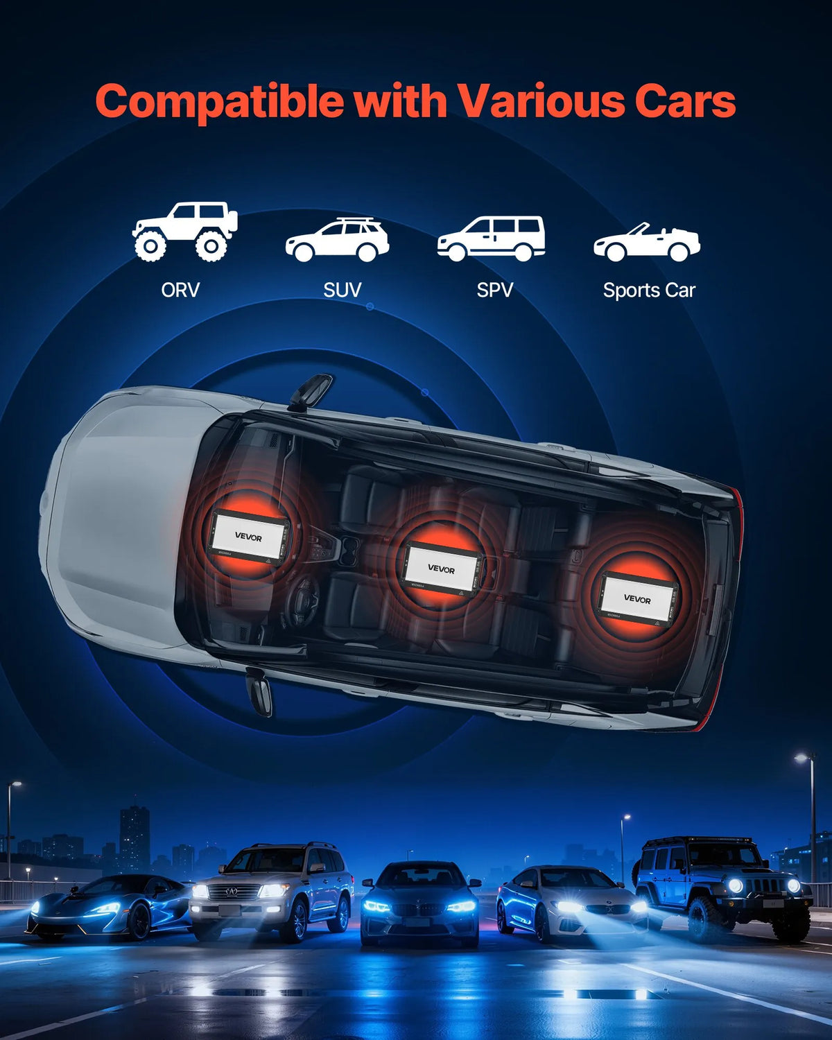 VEVOR 4 kanālu automašīnas audio pastiprinātājs, tiltojams daudzkanālu Class D stereo pastiprinātājs ar maksimālo jaudu 4 × 420 W pie 4 Ω / 4 × 600 W pie 2 Ω, augstas jaudas auto pastiprinātājs SUV, pikapiem un bezceļu transportlīdzekļiem - ZEMLETES.LV