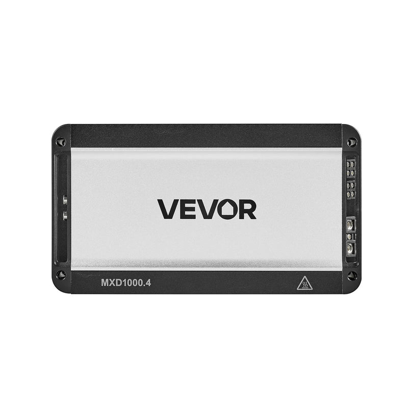 VEVOR automašīnas audio pastiprinātājs, 4 kanālu tiltojams auto pastiprinātājs, daudzkanālu Class D stereo pastiprinātājs ar maksimālo jaudu 4 × 500 W pie 4 Ω / 4 × 1000 W pie 2 Ω, augstas jaudas pastiprinātājs SUV, pikapiem un bezceļu transportlīdzekļiem - ZEMLETES.LV