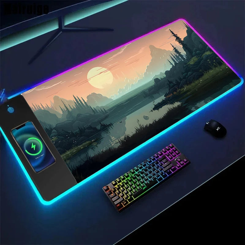 Wireless charging mouse pad for table, XXL size (30 x 80 x 0.3 cm), various options