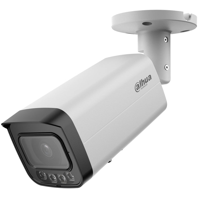 Dahua WizSense IPC-HFW21249T-AS-IL 12 MP āra bullet IP kamera, 2,8 mm, 112°, Smart Dual Light, IR un baltā gaisma līdz 30 m, H.265+, WDR, cilvēku un transportlīdzekļu noteikšana, mikrofons, microSD līdz 256 GB, PoE, IP67, IK10, balta