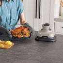 Ninja CRISPi FN101EUST, 4-in-1 pārnēsājams stikla karstā gaisa friteris, 1700 W, 3,8 l un 1,4 l CleanCrisp tvertnes, Air Fry, Roast, Reheat, Keep Warm, bēšs