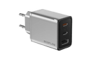 ECOFLOW lādētājs 65W, 1 × USB - A ports, 2 × USB - C porti, ātrā uzlāde (GaN tehnoloģija), sudraba. - ZEMLETES.LV