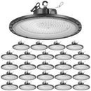 VEVOR LED industriālie augstgriestu gaismekļi 20 gab. 150 W, 5000 K, 21000 lm, IP65, 100–277 V, UFO tipa noliktavām, darbnīcām, rūpnīcām, sporta zālēm un garāžām, melni - ZEMLETES.LV