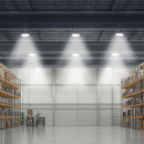 VEVOR LED industriālie augstgriestu gaismekļi 20 gab. 150 W, 5000 K, 21000 lm, IP65, 100–277 V, UFO tipa noliktavām, darbnīcām, rūpnīcām, sporta zālēm un garāžām, melni - ZEMLETES.LV