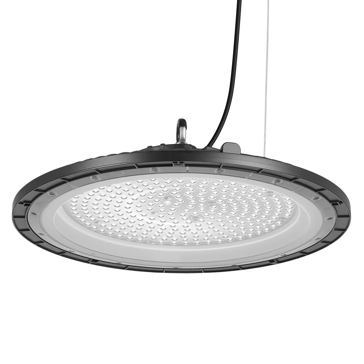 VEVOR LED industriālie augstgriestu gaismekļi 20 gab. 150 W, 5000 K, 21000 lm, IP65, 100–277 V, UFO tipa noliktavām, darbnīcām, rūpnīcām, sporta zālēm un garāžām, melni - ZEMLETES.LV