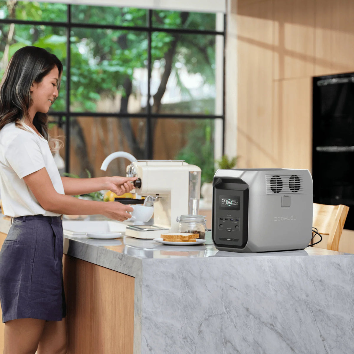 EcoFlow DELTA 3 1500 1536 Wh / 1800 W uzlādes stacija – LiFePO₄, UPS, IP54