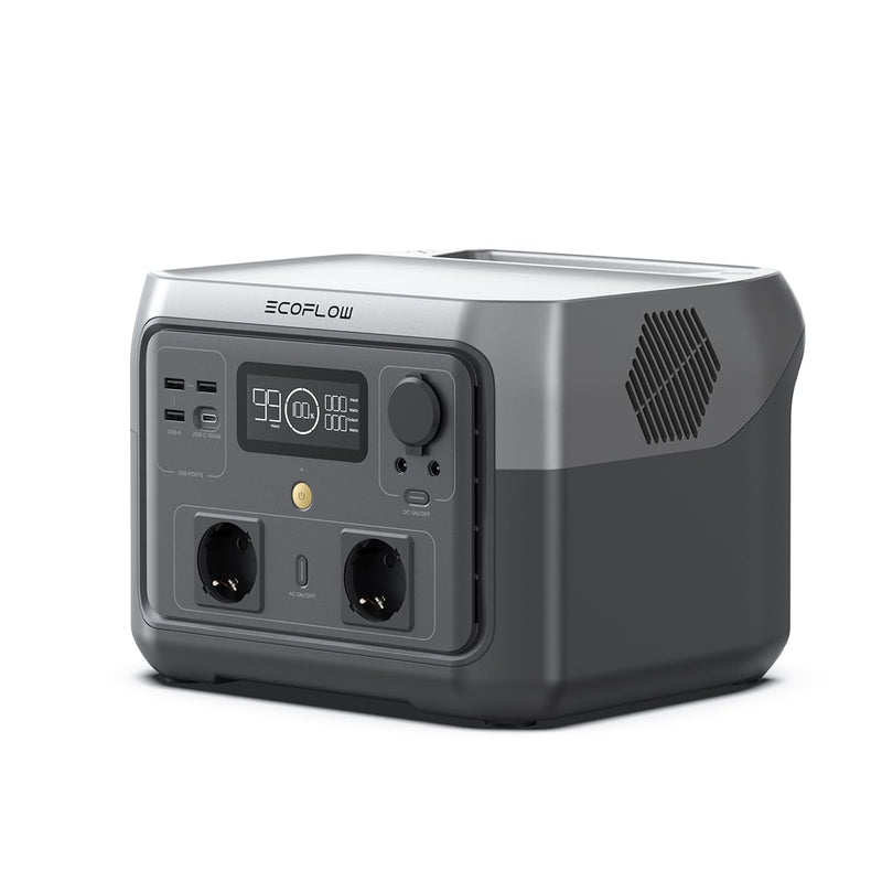 ECOFLOW Pārnēsājamā elektroiekārta RIVER 2 MAX, 512 Wh saules ģenerators ar LiFeP04, ātrā uzlāde 1 stundas laikā, līdz 1000 W jauda, balkona saules sistēma ārkārtas strāvas padevei, kempingam un treileriem.