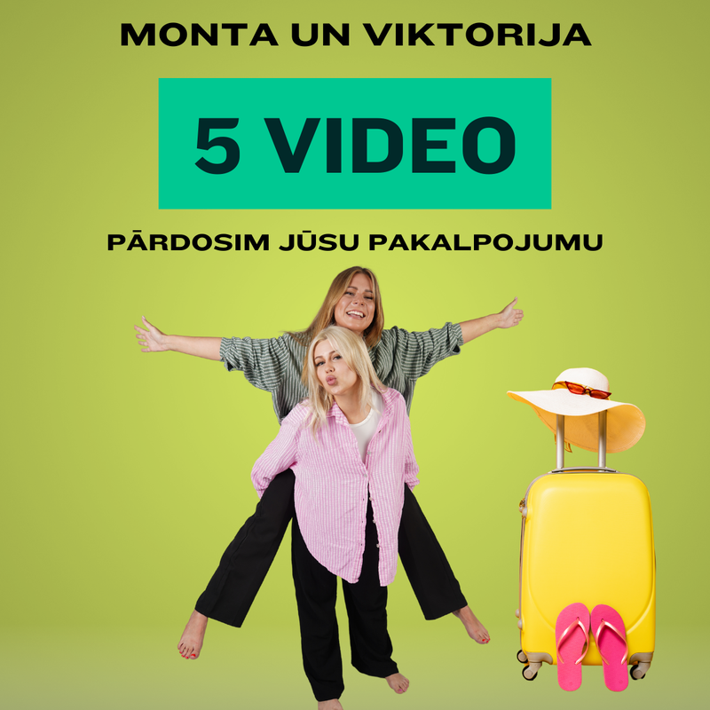 5 videos with a tandem (Viktoria and Monta) in a tourism or entertainment service company according to the customer's choice