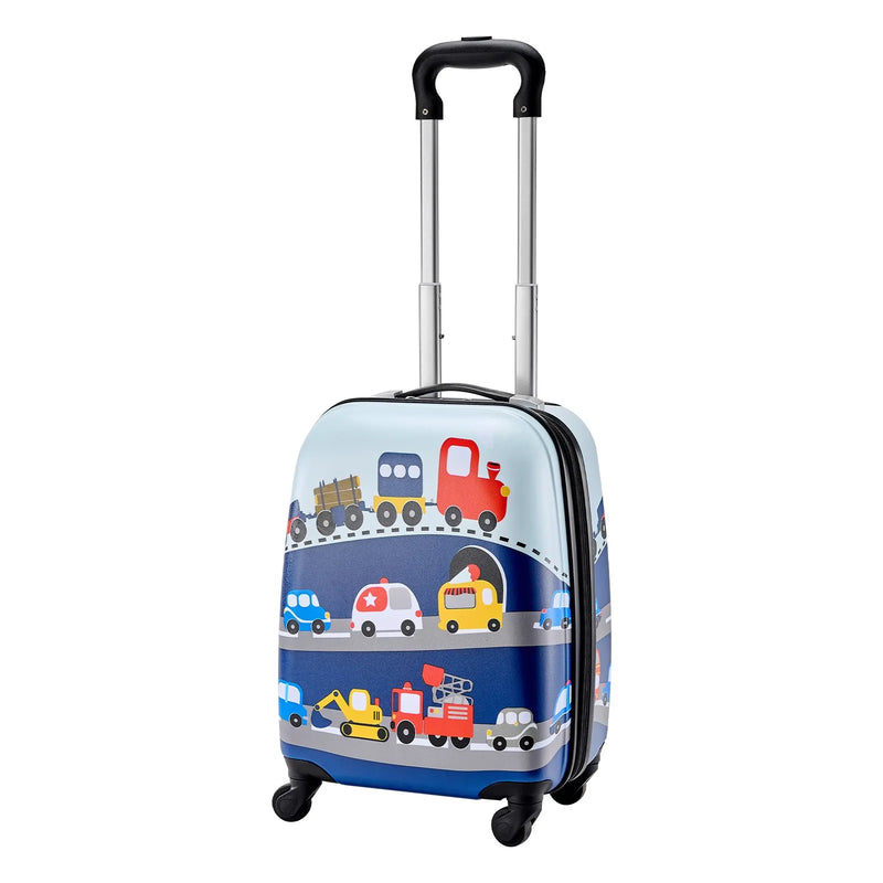 VEVOR bērnu ceļojumu bagāžas komplekts, 5 daļas, 45,7 cm cietā korpusa koferis ar riteņiem, mugursoma un U veida kakla spilvens, bērnu rokas bagāža ar kravas auto dizainu, piemērota aviokompāniju prasībām, dāvana meitenēm un zēniem