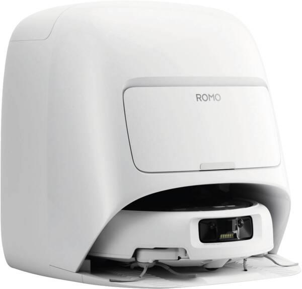 DJI ROMO A CP.CR.00000054, balts robotizēts putekļsūcējs ar mitro un sauso uzkopšanu, 25 000 Pa, 5000 mAh, HEPA, Wi-Fi, automātisku mopu mazgāšanu un 4 l ūdens tvertni