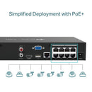 TP-Link VIGI NVR1008H-8MP tīkla videoreģistrators, 8 kanāli, 8× PoE+, 113 W, līdz 8 MP, 4K HDMI