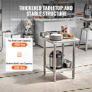 VEVOR NSF nerūsējošā tērauda darba galds 60 x 60 x 88 cm ar apakšējo plauktu komerciālai virtuvei