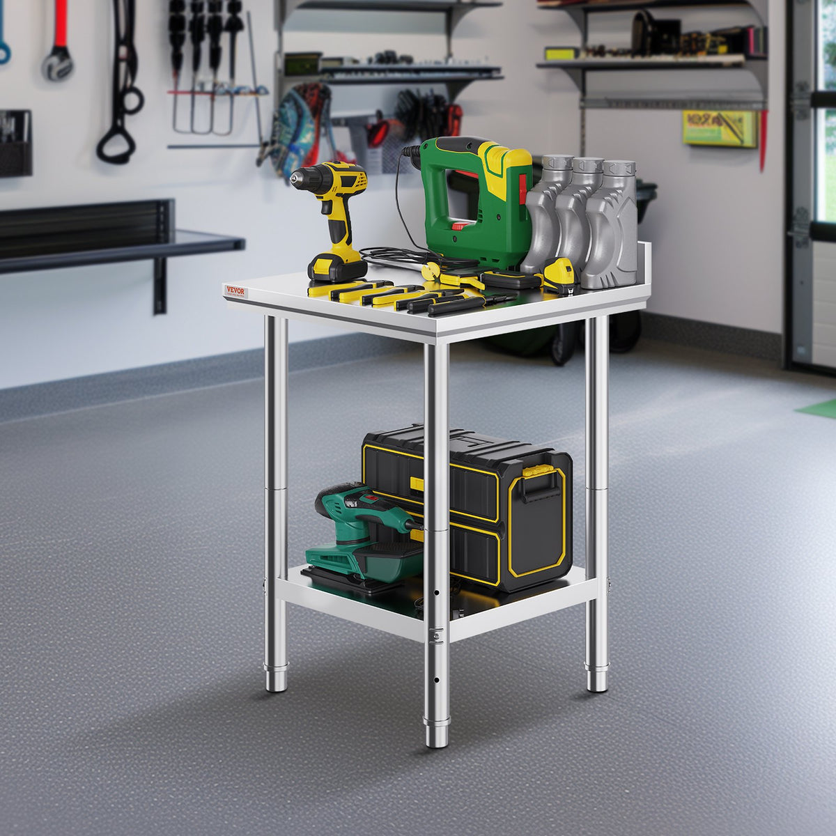 VEVOR Stainless Steel Work Table 60 × 60 × 88 cm with Lower Shelf, NSF, Commercial Kitchen