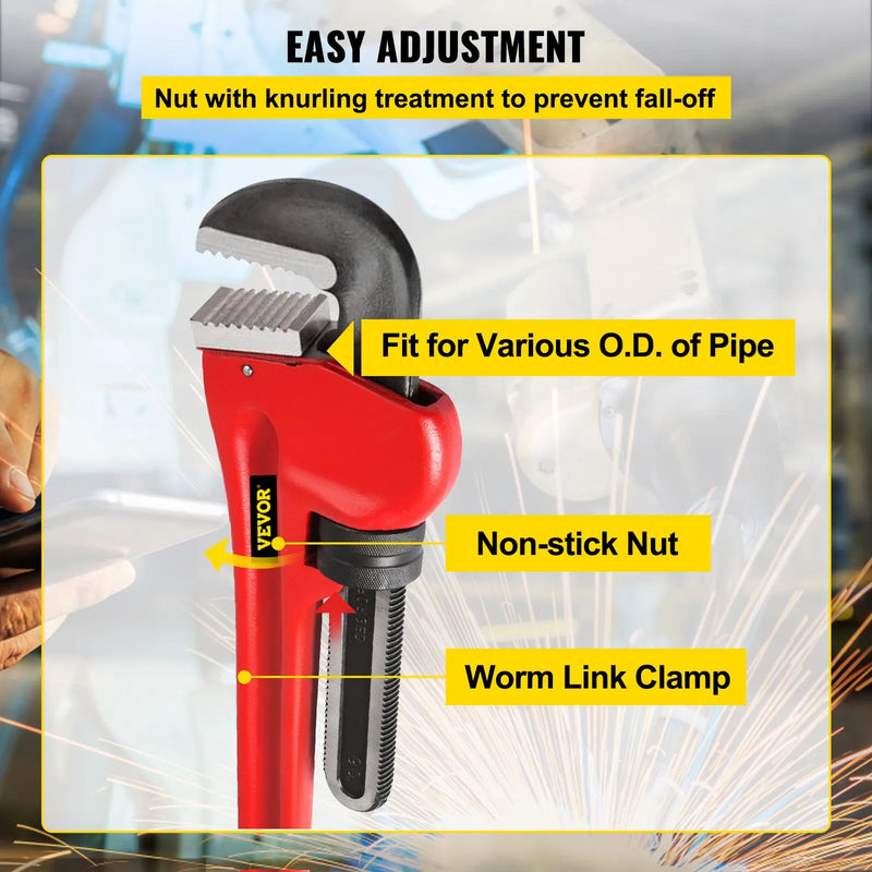 Cauruļu atslēga 1500 mm, smagā tipa, čuguna, regulējama, taisna santehnikas atslēga