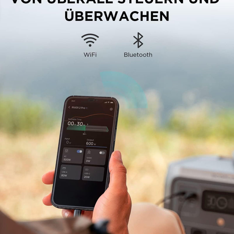 ECOFLOW Pārnēsājamā elektroiekārta RIVER 2 Pro, 768 Wh saules ģenerators ar LiFeP04, ātrā uzlāde 70 minūšu laikā, 3x 800 W maiņstrāvas kontaktligzdas, balkona saules sistēma ārkārtas strāvas padevei, kempingam un treileriem.
