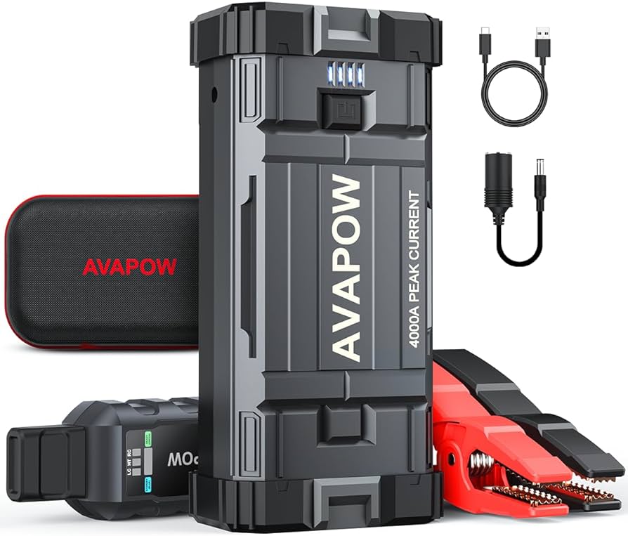 AVAPOW T8MAX 12V automašīnu, laivu, traktoru starteris (Booster) ar 6000A starta jaudu