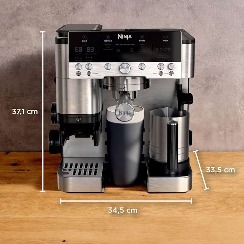Ninja Luxe Café Premier Plus ES655EU, 3-in-1 espresso, filter and Cold Brew coffee machine with built-in grinder, 25 grind settings, Barista Assist, automatic milk frothing and integrated scales