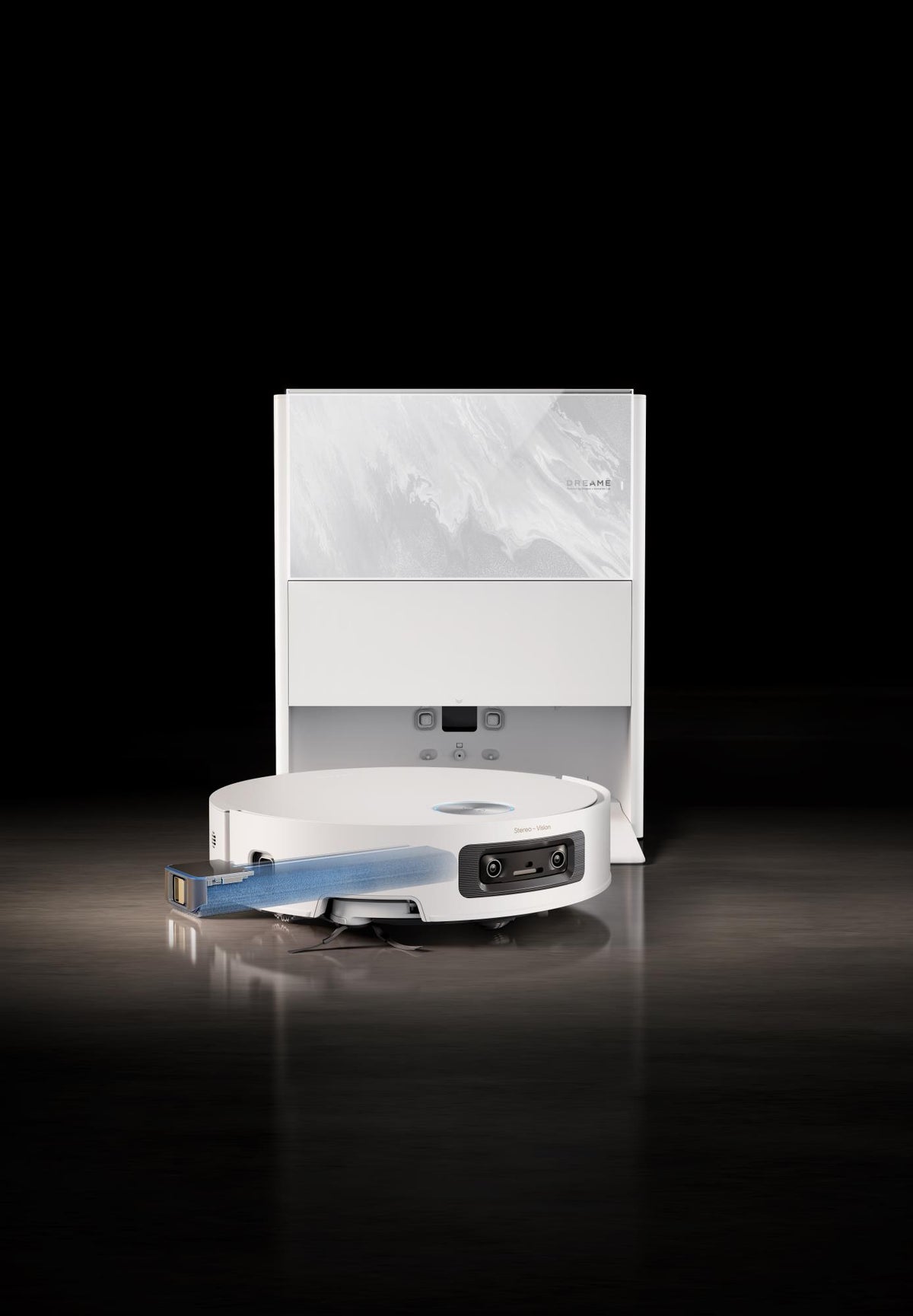 Dreame Aqua10 Ultra Track Complete robotpuhasti, 25 000 Pa, kuiv- ja märgpuhastus, TrackSync, LiDAR, AI-põhine takistuste tuvastamine, automaatne laadimisjaam, 6400 mAh, valge
