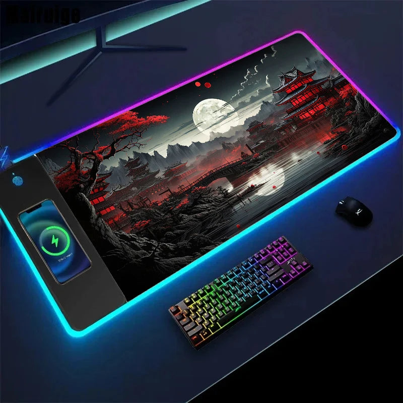 Wireless charging mouse pad for table, XXL size (30 x 80 x 0.3 cm), various options