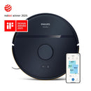 Philips 2000 Series XU2000/10, tumši zils robotizēts putekļsūcējs ar sauso un mitro uzkopšanu, 2700 Pa, LDS navigāciju, 2600 mAh, HomeRun lietotni un paklāju tīrīšanas jaudas palielināšanu