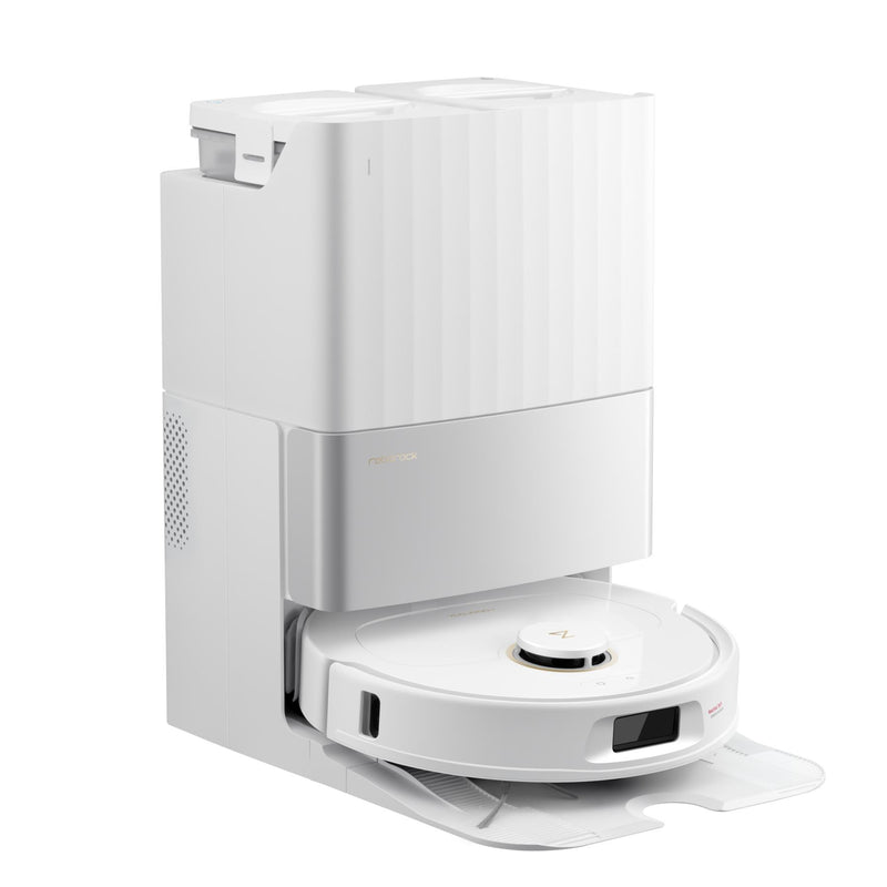 Roborock Qrevo 5AE robotizētais putekļsūcējs, 12 000 Pa, sausā un mitrā uzkopšana, LiDAR, FlexiArm, automātiskā dokstacija, 5200 mAh, balts